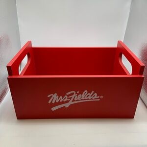 Vintage Mrs. Fields Wooden Logo Box Retro 11" Crate Red/White